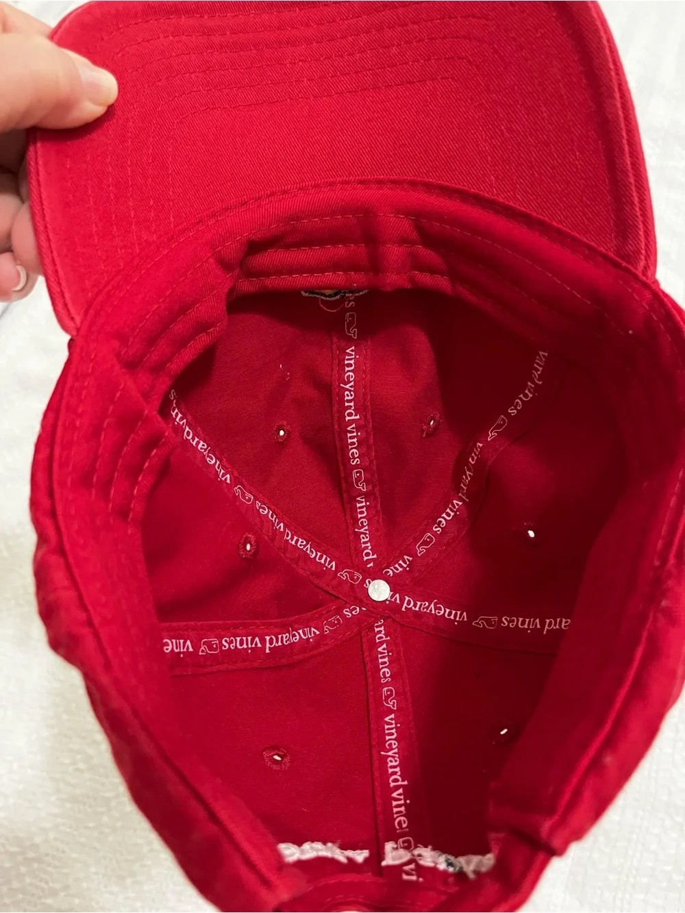 Vineyard Vines Red Youth Low Profile Baseball Cap with Grizzly Bear One Size
